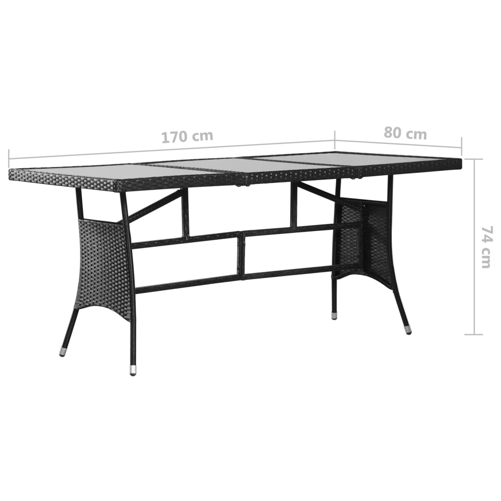 Puutarhapöytä 170x80x74 cm polyrottinki musta - Sisustajankoti.fi