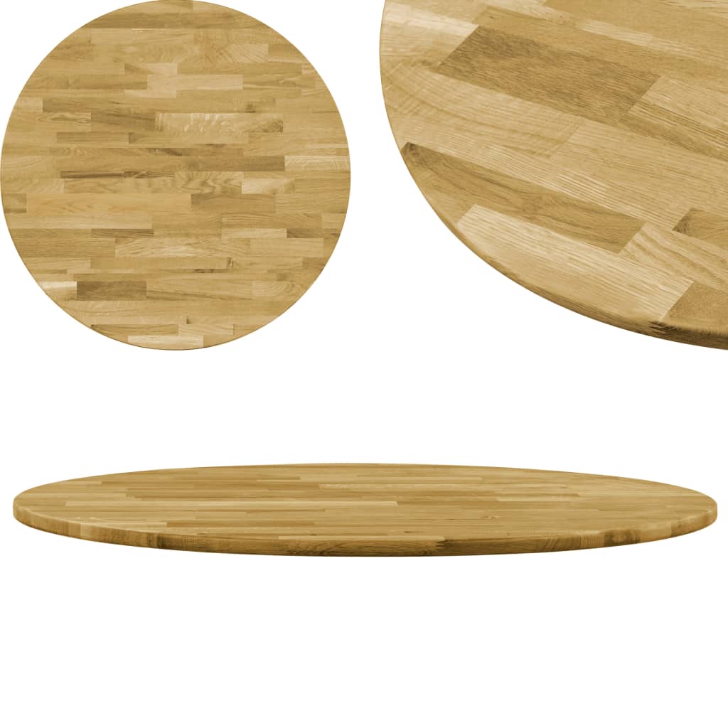 Pöytälevy kiinteä tammipuu pyöreä 23 mm 500 mm - Sisustajankoti.fi