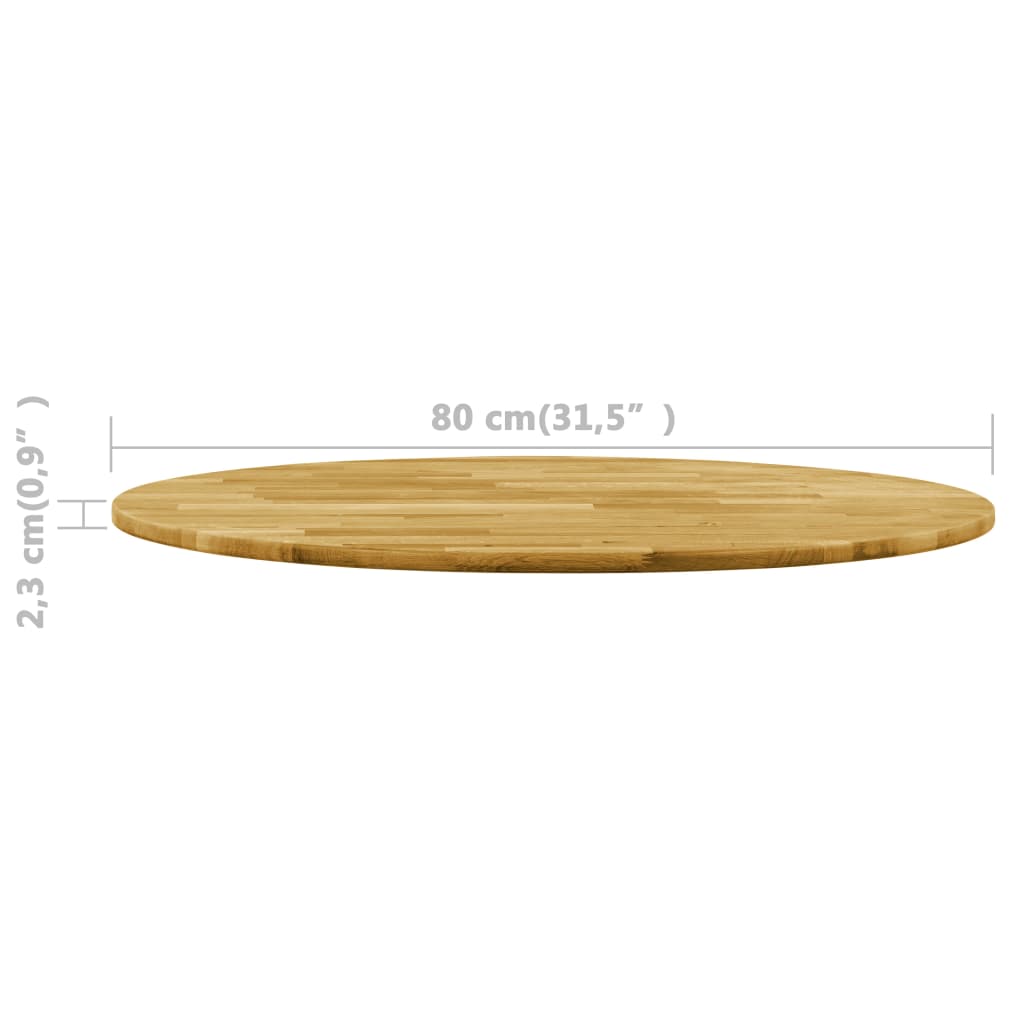 Pöytälevy kiinteä tammipuu pyöreä 23 mm 800 mm - Sisustajankoti.fi