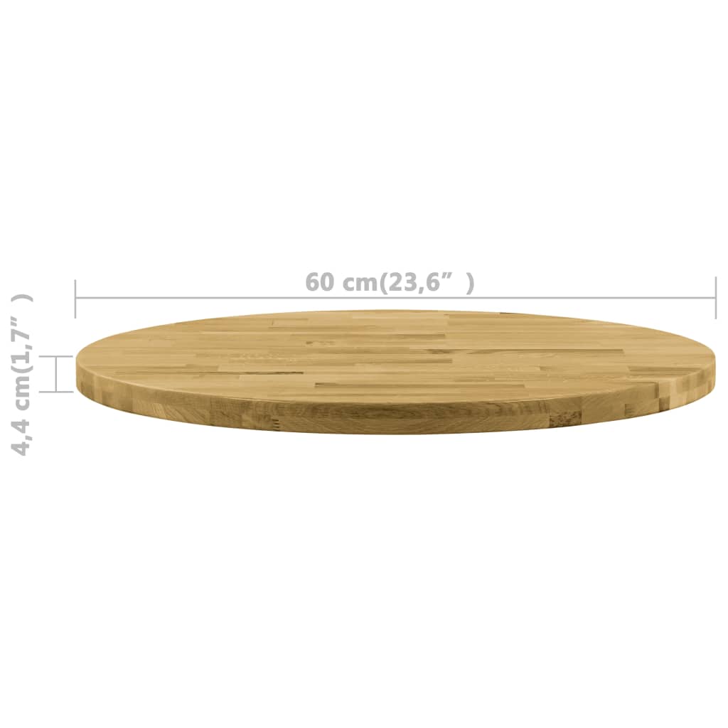 Pöytälevy kiinteä tammipuu pyöreä 44 mm 600 mm - Sisustajankoti.fi