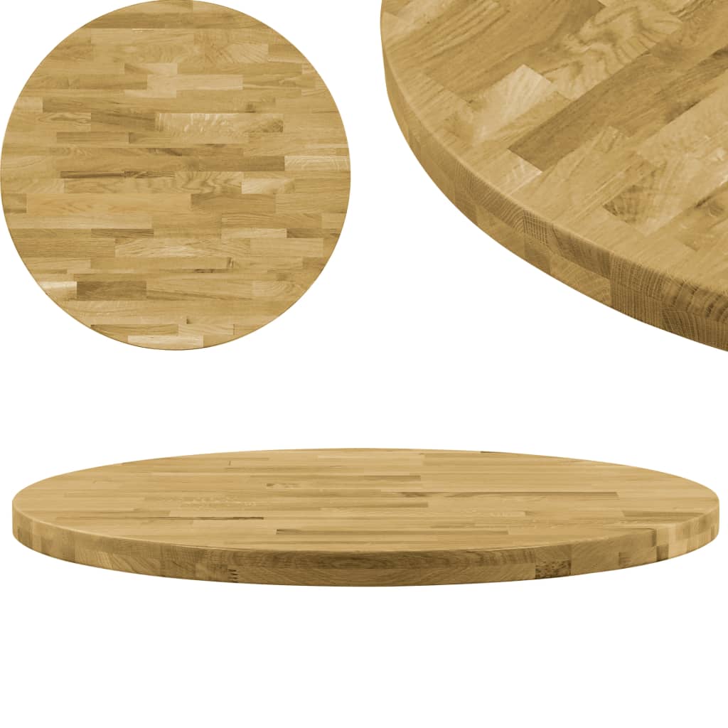 Pöytälevy kiinteä tammipuu pyöreä 44 mm 700 mm - Sisustajankoti.fi