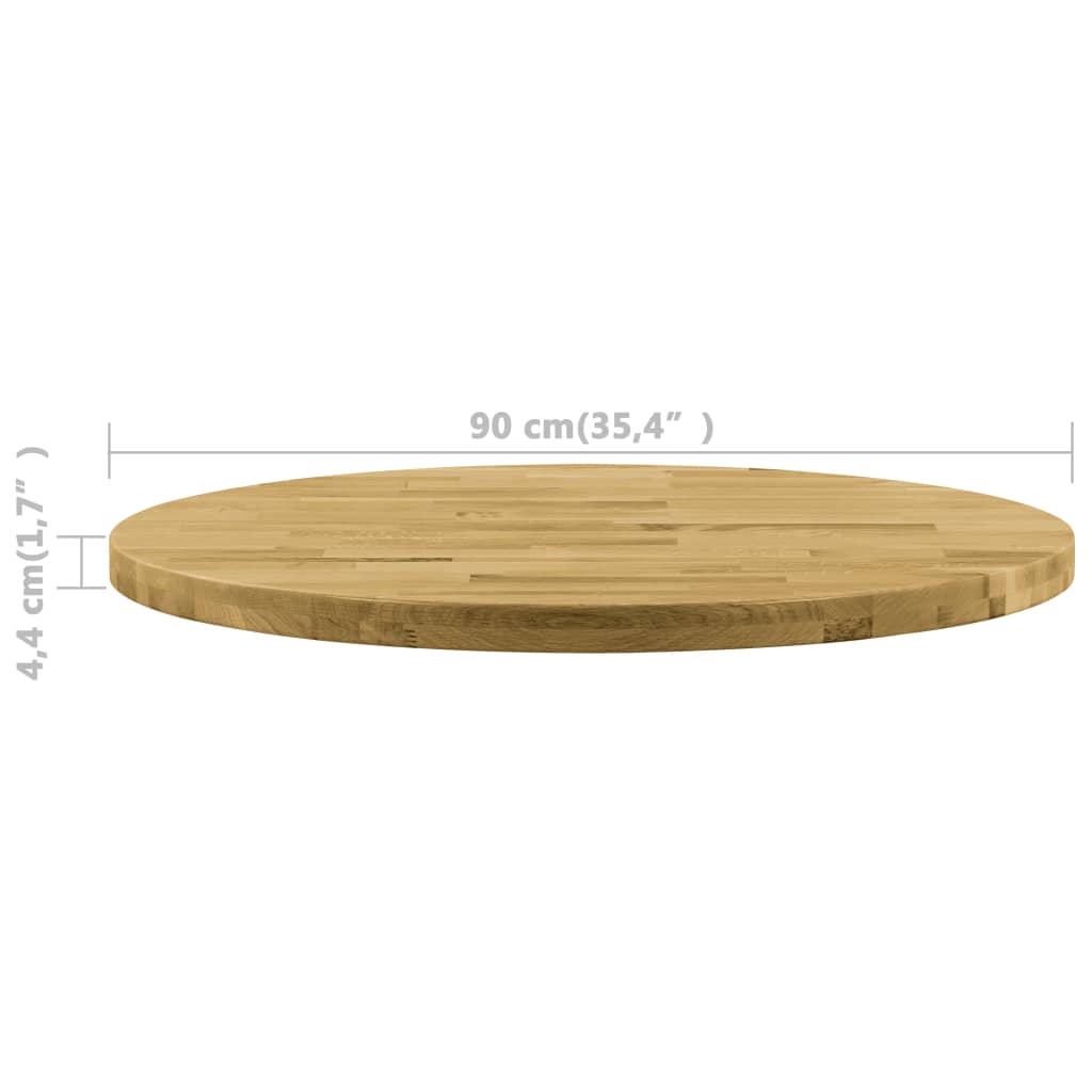 Pöytälevy kiinteä tammipuu pyöreä 44 mm 900 mm - Sisustajankoti.fi