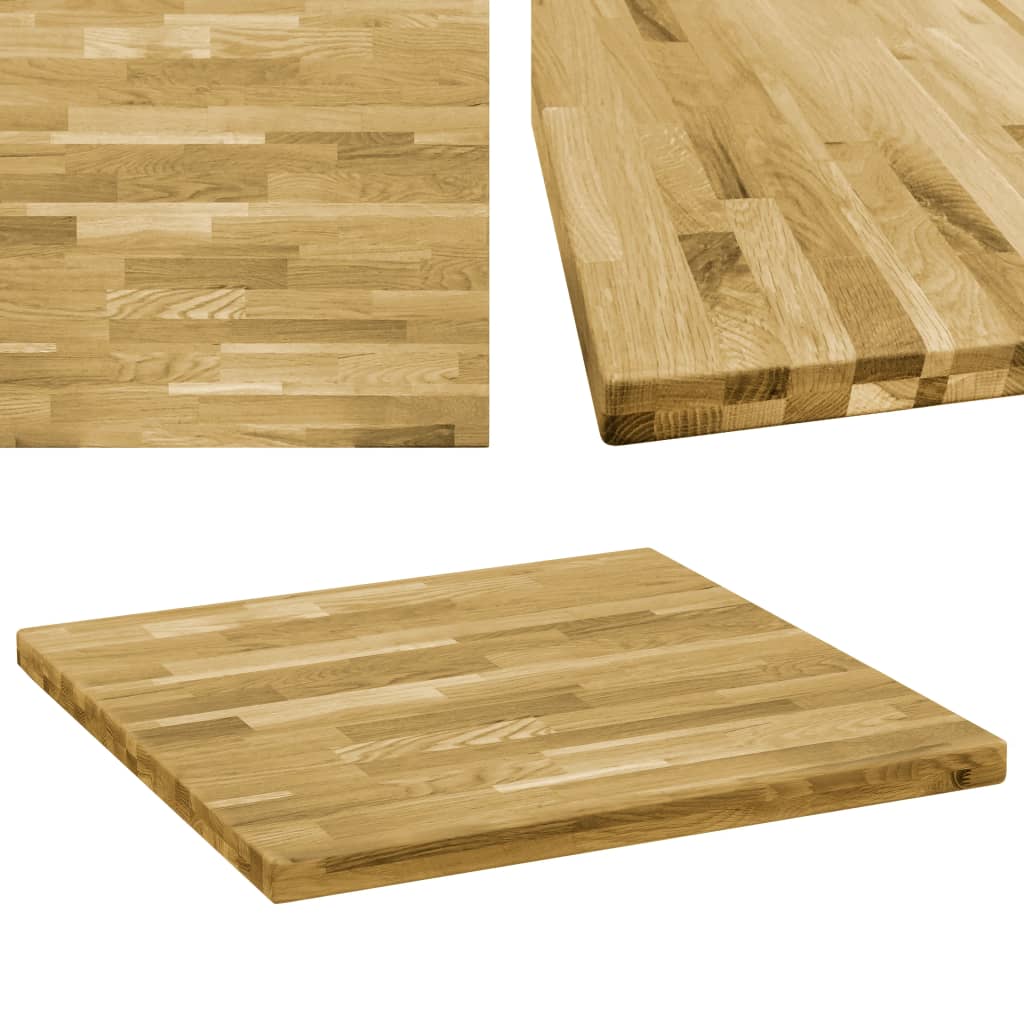 Pöytälevy kiinteä tammipuu neliö 44 mm 70x70 cm - Sisustajankoti.fi