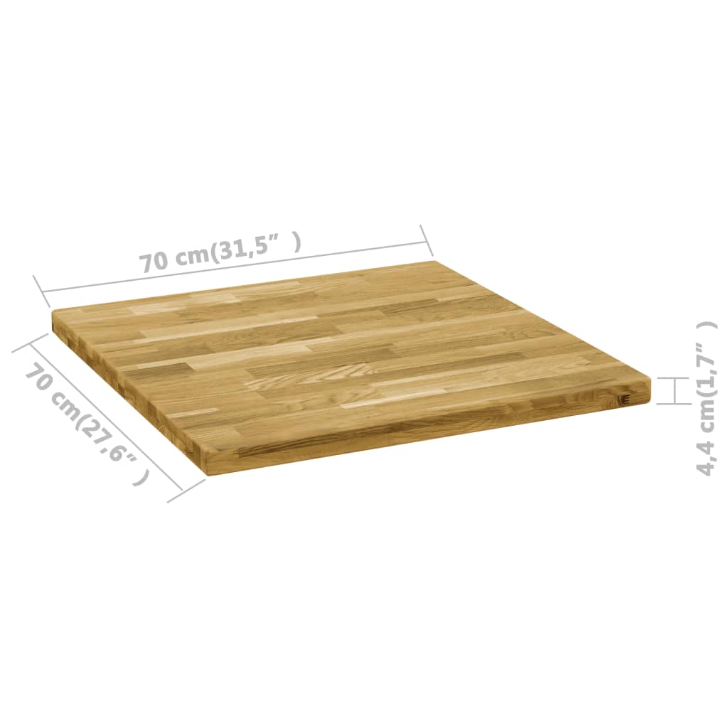 Pöytälevy kiinteä tammipuu neliö 44 mm 70x70 cm - Sisustajankoti.fi