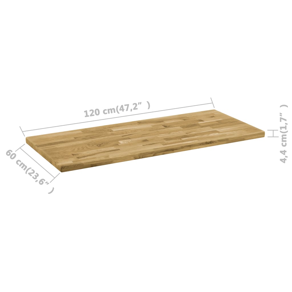 Pöytälevy kiinteä tammipuu suorakaide 44 mm 120x60 cm - Sisustajankoti.fi