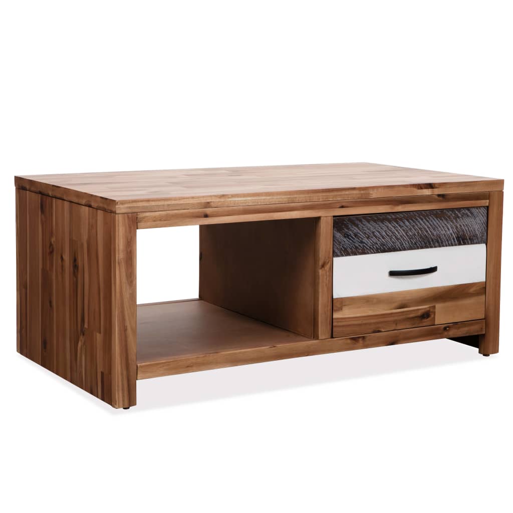Sohvapöytä kiinteä akaasiapuu 90x50x37,5 cm - Sisustajankoti.fi