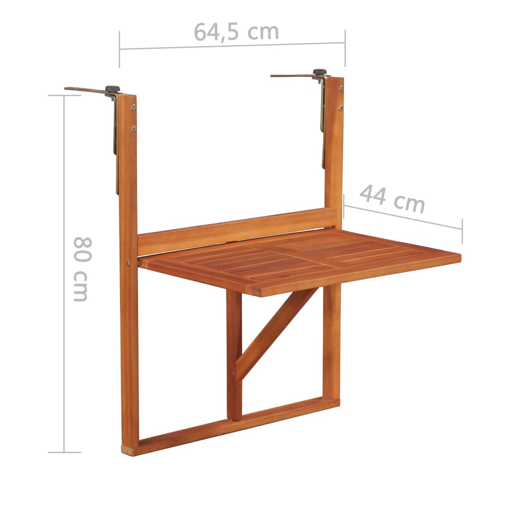 Roikkuva parvekepöytä 64,5x44x80 cm akaasiapuu - Sisustajankoti.fi