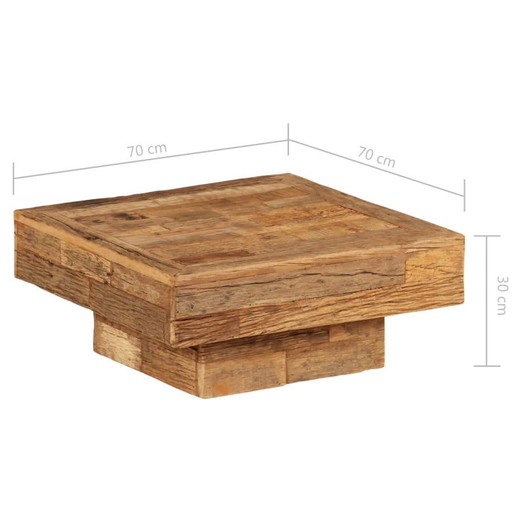 Sohvapöytä täysi kierrätetty puu 70x70x30 cm - Sisustajankoti.fi