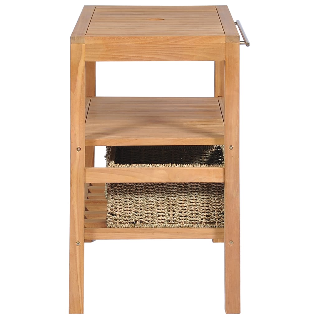 Kylpyhuoneen taso ja 2 koria tiikki 74x45x75 cm - Sisustajankoti.fi