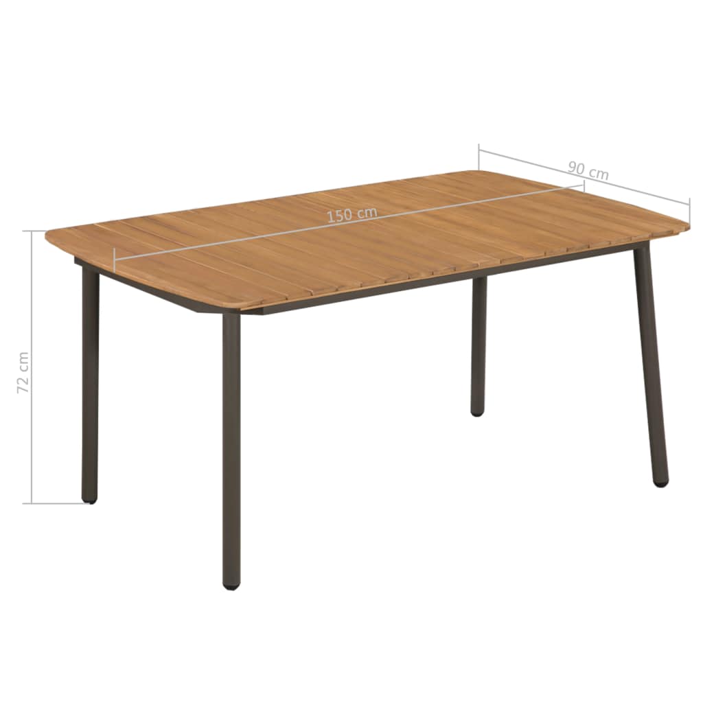 Puutarhapöytä 150x90x72 cm akaasiapuu ja teräs - Sisustajankoti.fi