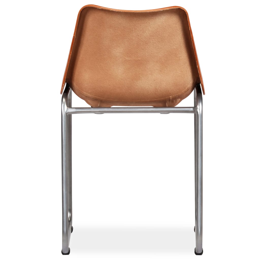 Ruokapöydän tuolit 4 kpl ruskea ja beige aito nahka ja kangas - Sisustajankoti.fi