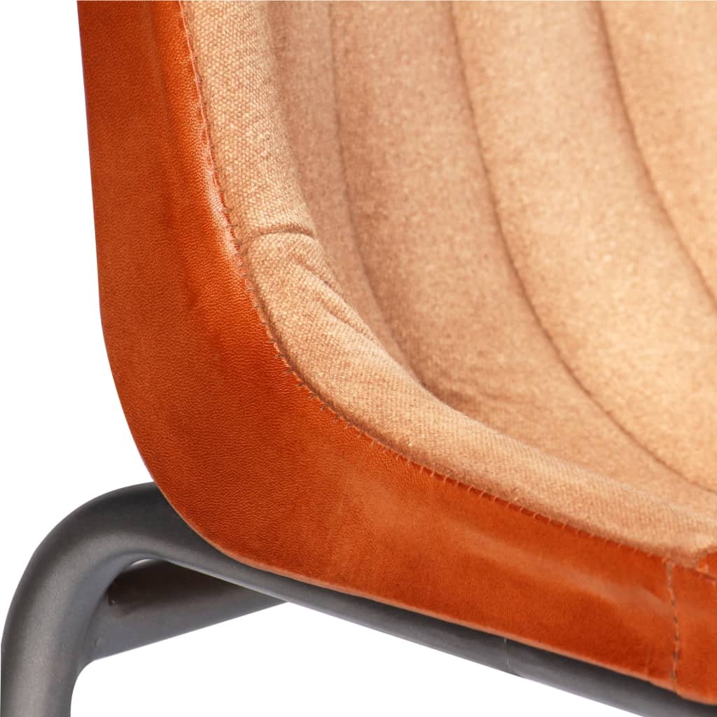Ruokapöydän tuolit 4 kpl ruskea ja beige aito nahka ja kangas - Sisustajankoti.fi