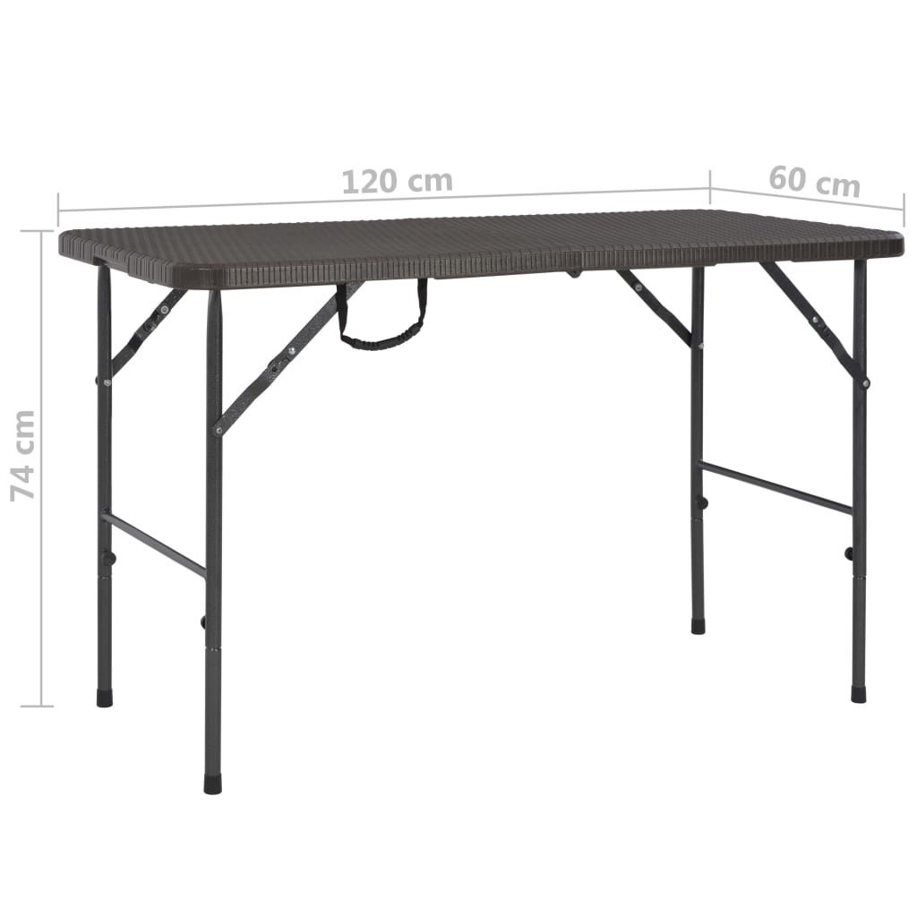 Kokoontaittuva puutarhapöytä 120x60x74 HDPE rottingin näköinen - Sisustajankoti.fi