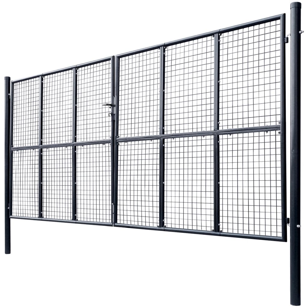 Puutarhaportti galvanoitu teräsverkko 400x175 cm harmaa - Sisustajankoti.fi