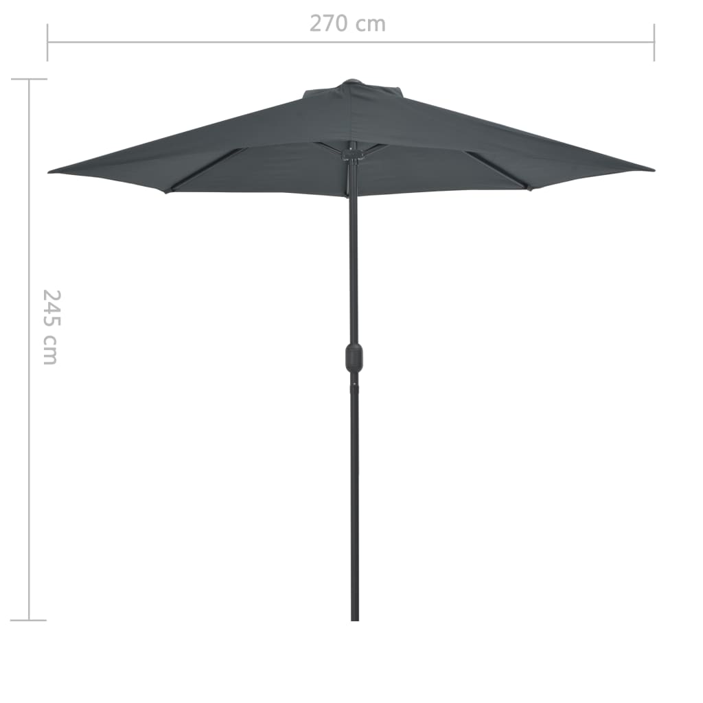 Aurinkovarjo ulkotiloihin alumiinitanko 270x135 cm antrasiitti - Sisustajankoti.fi