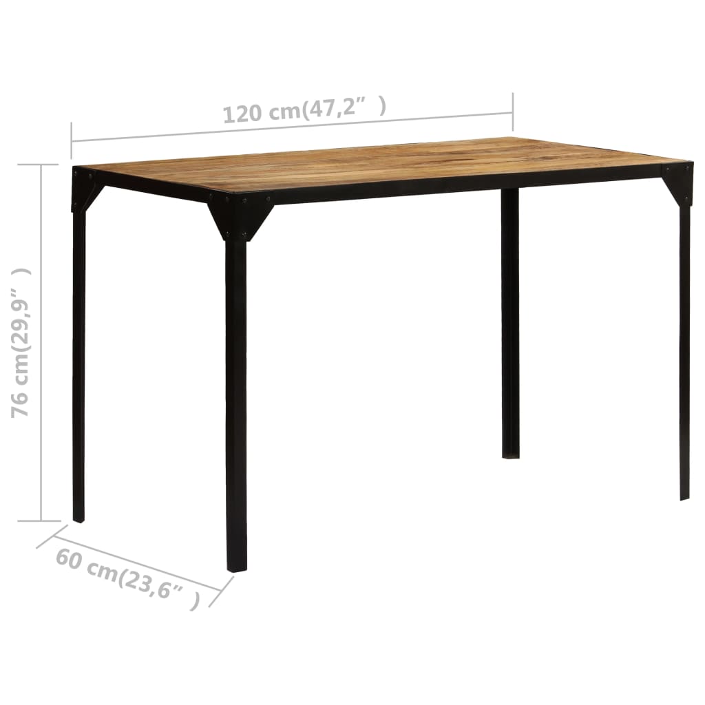 Ruokapöytä karkea mangopuu ja teräs 120 cm - Sisustajankoti.fi