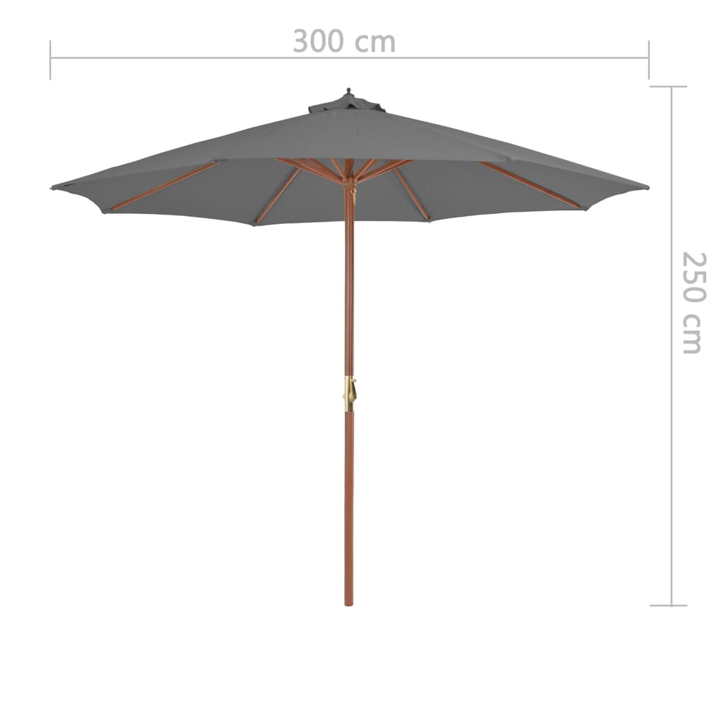 Aurinkovarjo puurunko 300 cm antrasiitti - Sisustajankoti.fi