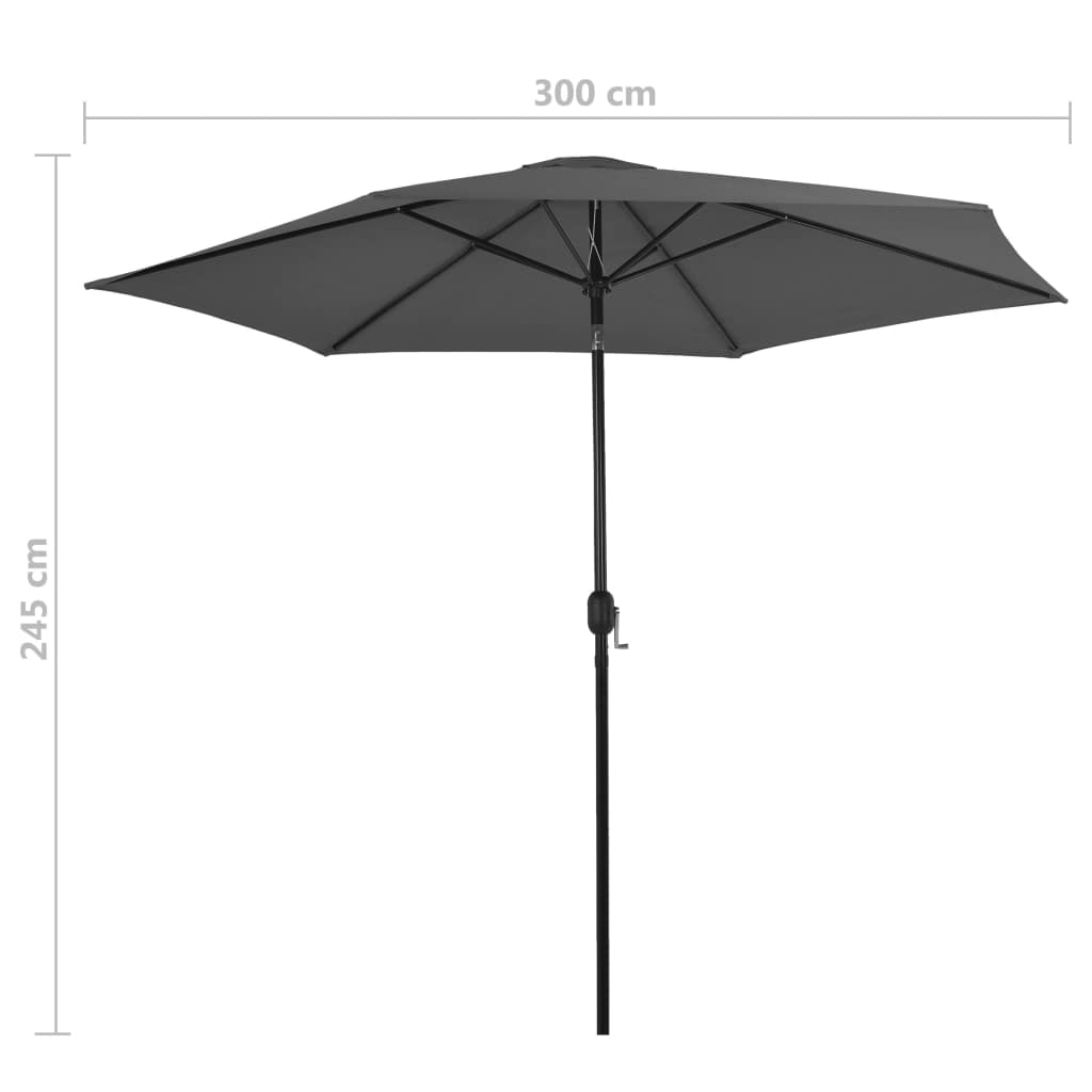 Aurinkovarjo metallirunko 300 cm antrasiitti - Sisustajankoti.fi
