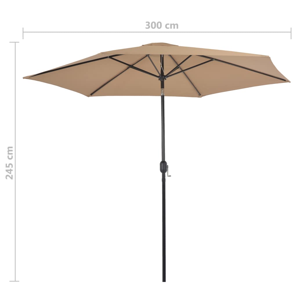 Aurinkovarjo metallirunko 300 cm harmaanruskea - Sisustajankoti.fi