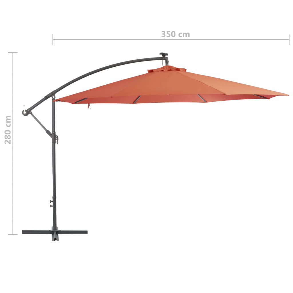 Riippuva aurinkovarjo ja alumiinitolppa 350 cm terrakotta - Sisustajankoti.fi