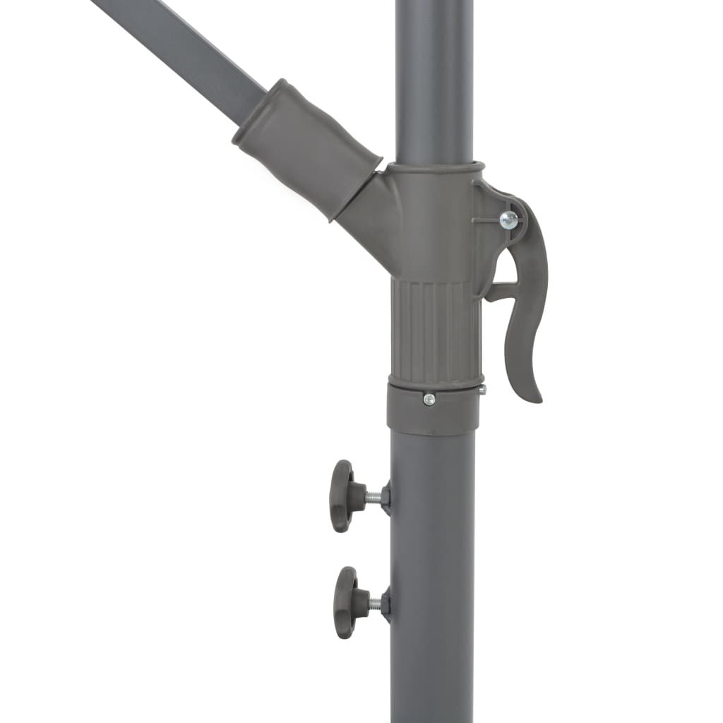 Aurinkovarjo LED-valoilla ja metallipylväällä 350 cm hiekka - Sisustajankoti.fi
