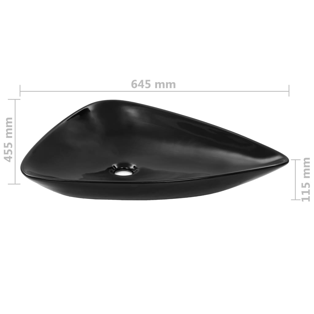 Pesuallas keraaminen kolmionmuotoinen 645x455x115 mm musta - Sisustajankoti.fi