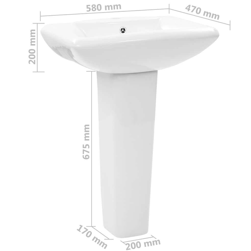 Vapaasti seisova pesuallas jalustalla keraaminen 580x470x200mm - Sisustajankoti.fi