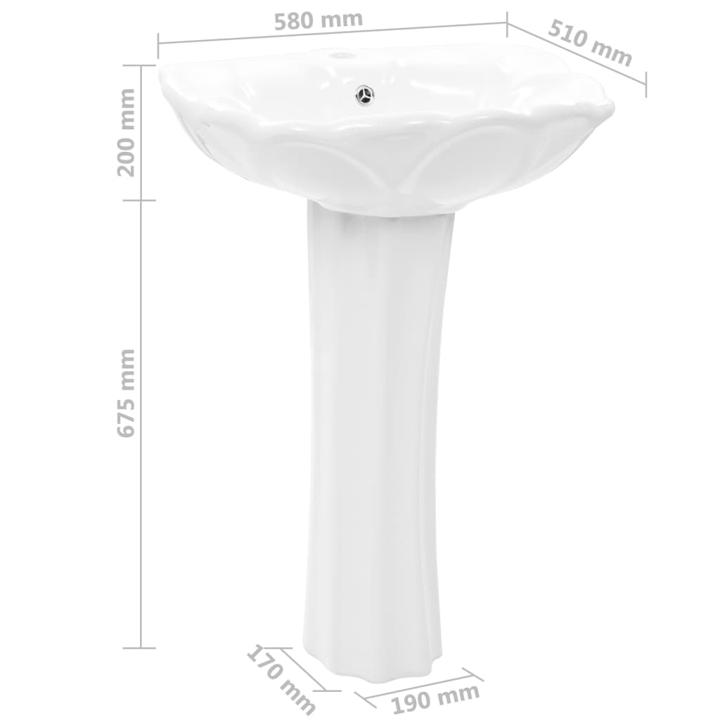 Vapaasti seisova pesuallas jalustalla keraaminen 580x510x200 mm - Sisustajankoti.fi