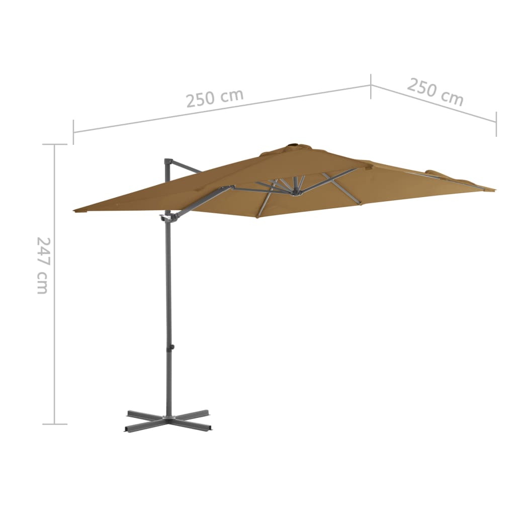 Riippuva aurinkovarjo teräspylväällä 250x250 cm harmaanruskea - Sisustajankoti.fi