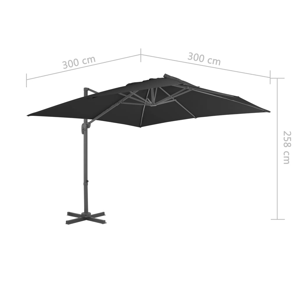 Riippuva aurinkovarjo alumiinipylväällä 300x300 cm antrasiitti - Sisustajankoti.fi