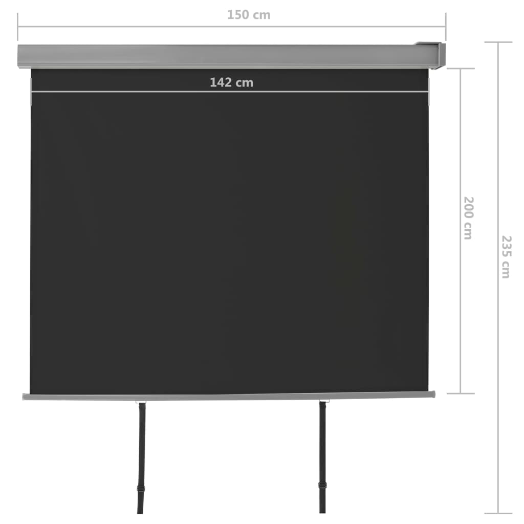 Parvekkeen sivumarkiisi monitoimintoinen 150x200 cm musta - Sisustajankoti.fi
