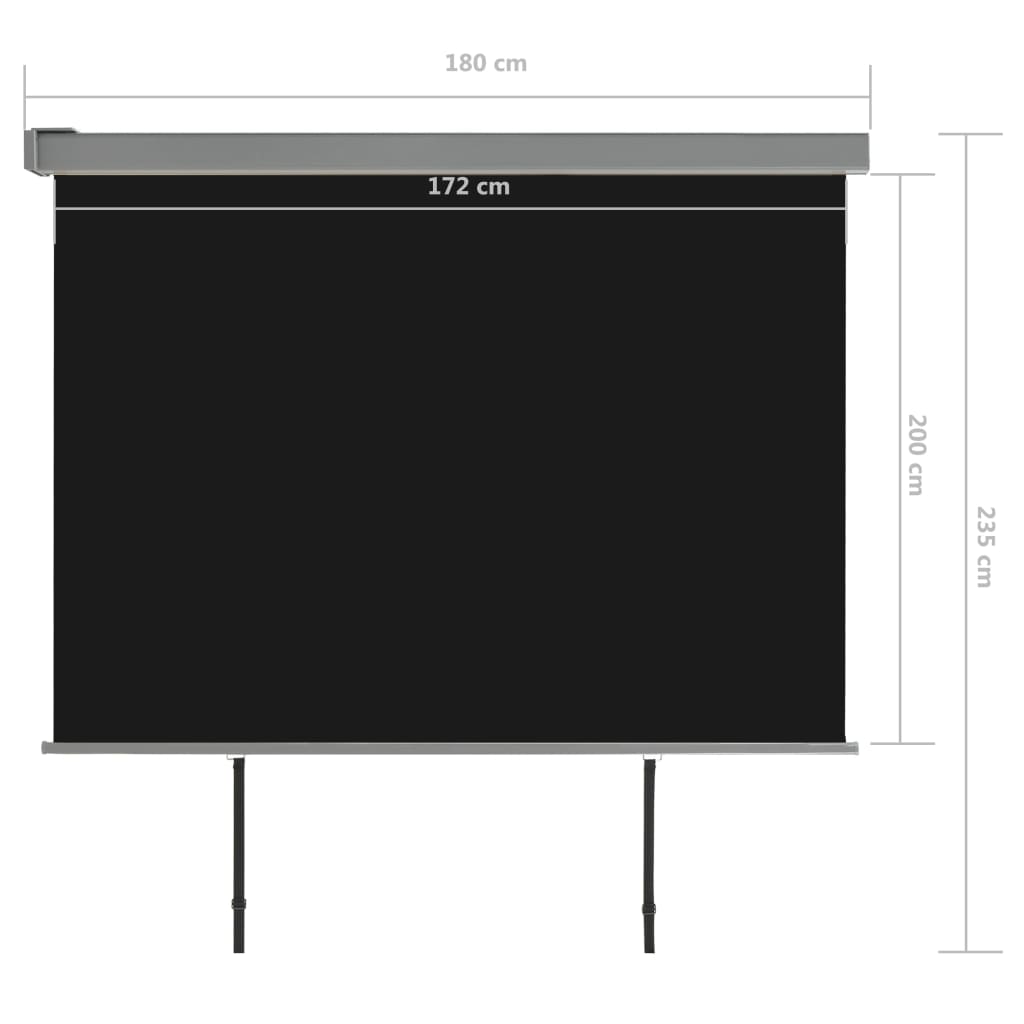 Parvekkeen sivumarkiisi monitoimintoinen 180x200 cm musta - Sisustajankoti.fi