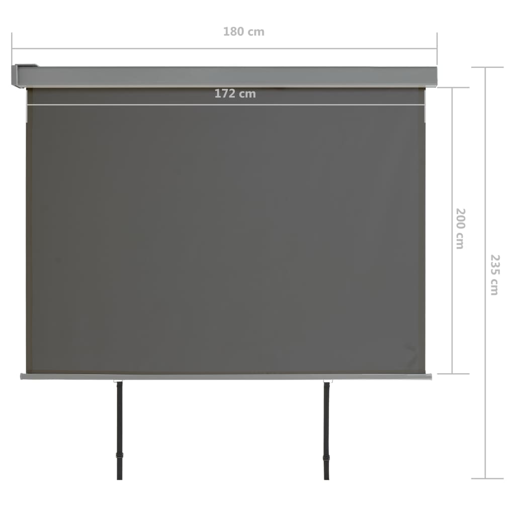 Parvekkeen sivumarkiisi monitoimintoinen 180x200 cm harmaa - Sisustajankoti.fi