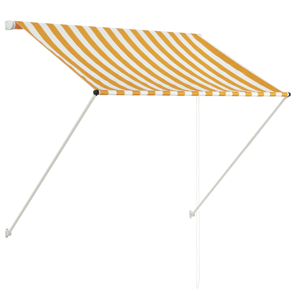 Sisäänkelattava markiisi 150x150 cm keltainen ja valkoinen - Sisustajankoti.fi