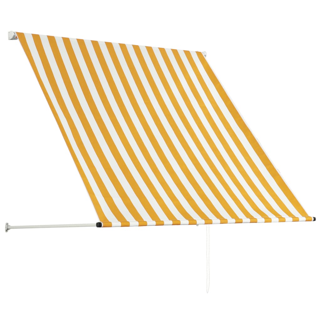 Sisäänkelattava markiisi 150x150 cm keltainen ja valkoinen - Sisustajankoti.fi