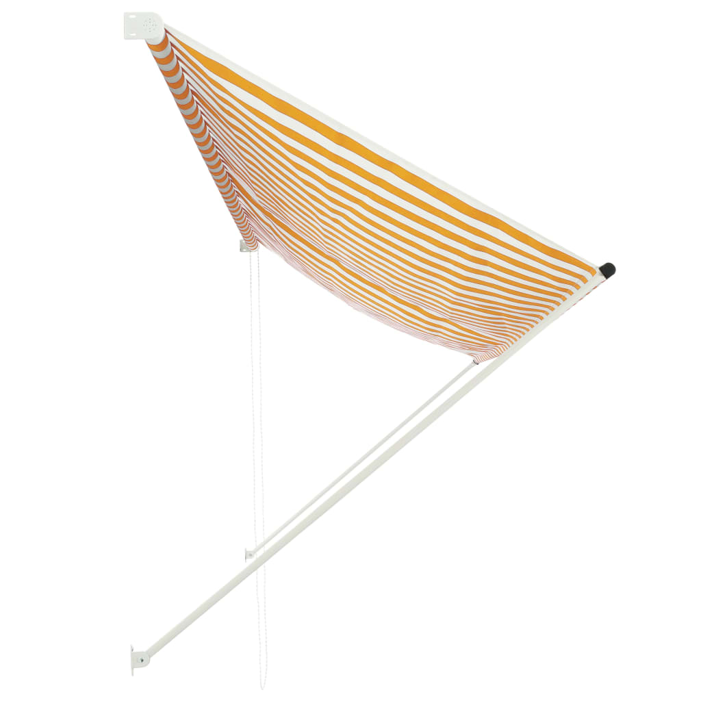 Sisäänkelattava markiisi 350x150 cm keltainen ja valkoinen - Sisustajankoti.fi