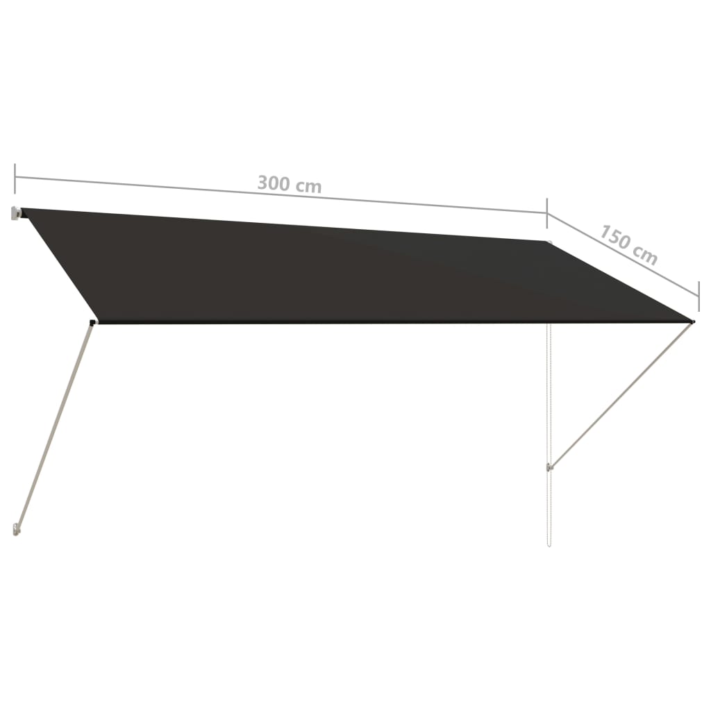 Sisäänkelattava markiisi 300x150 cm antrasiitti - Sisustajankoti.fi