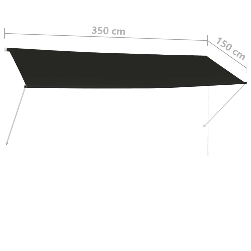 Sisäänkelattava markiisi 350x150 cm antrasiitti - Sisustajankoti.fi