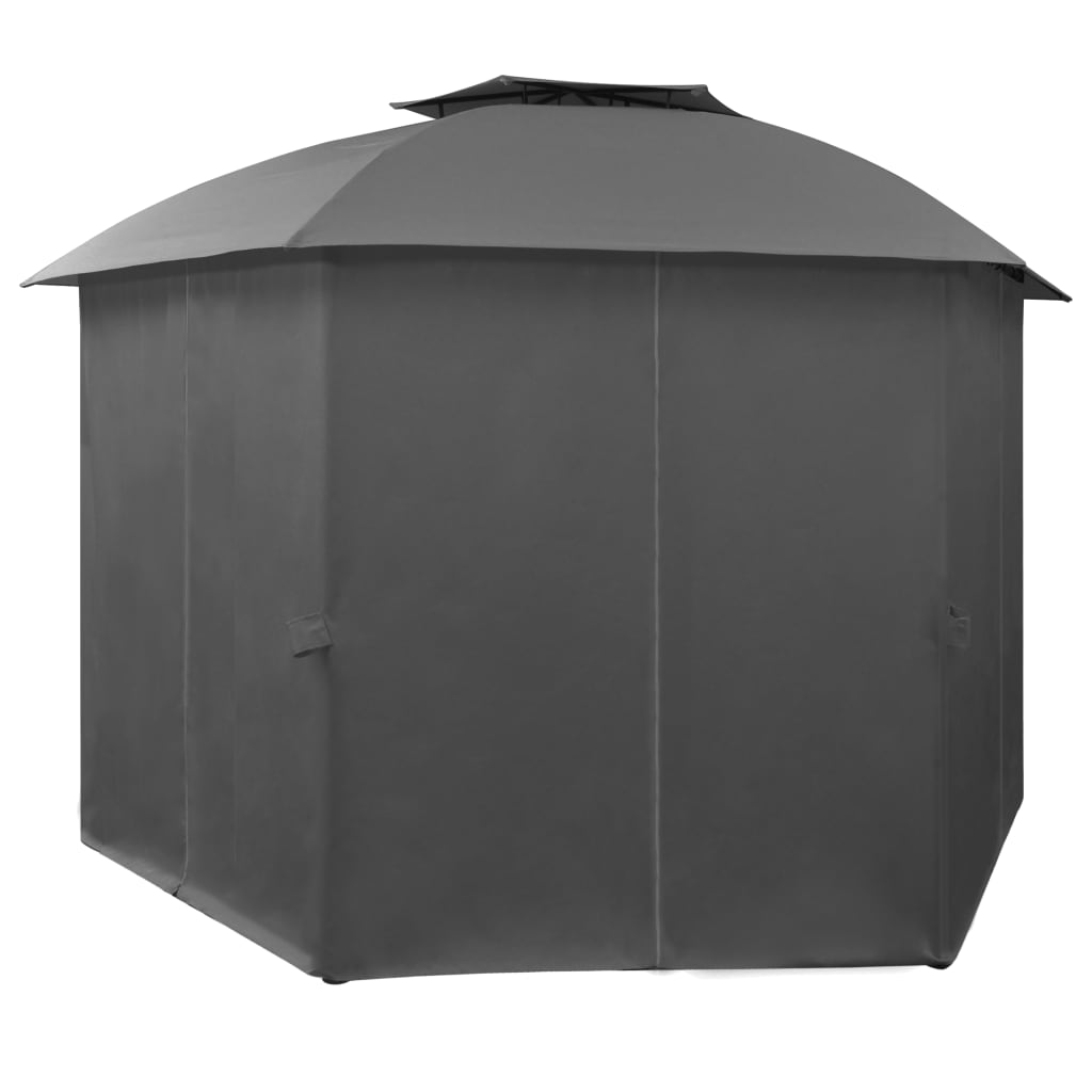 Puutarhakatos huvimaja verhoilla kuusikulmio 360x265 cm - Sisustajankoti.fi