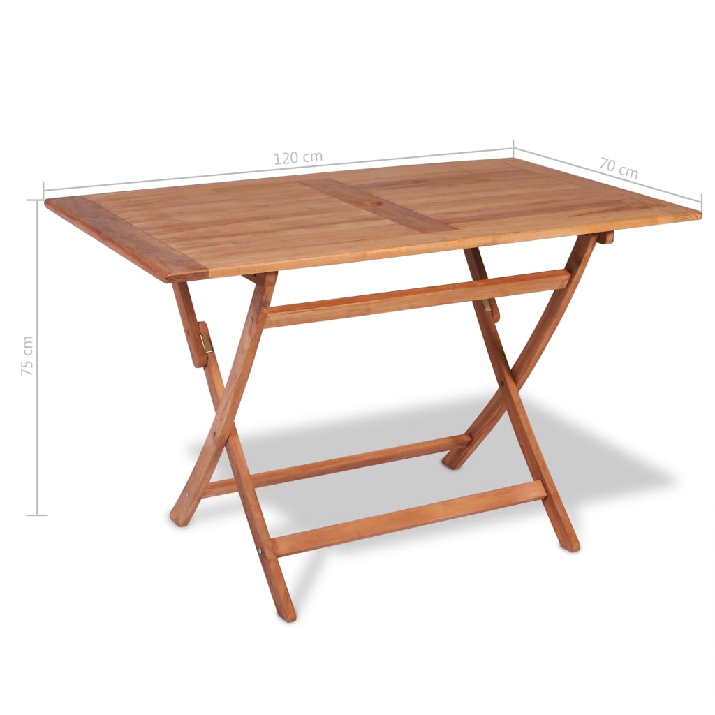 Kokoontaittuva puutarhapöytä 120x70x75 cm tiikki - Sisustajankoti.fi