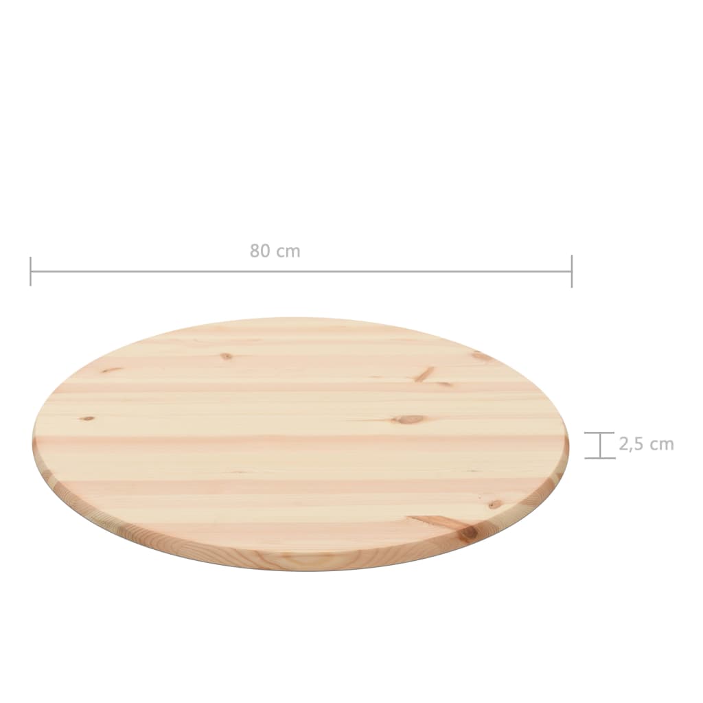 Pöytälevy luonnollinen mänty pyöreä 25 mm 80 cm - Sisustajankoti.fi