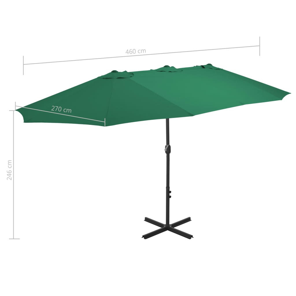 Aurinkovarjo alumiinitanko 460x270 cm vihreä - Sisustajankoti.fi