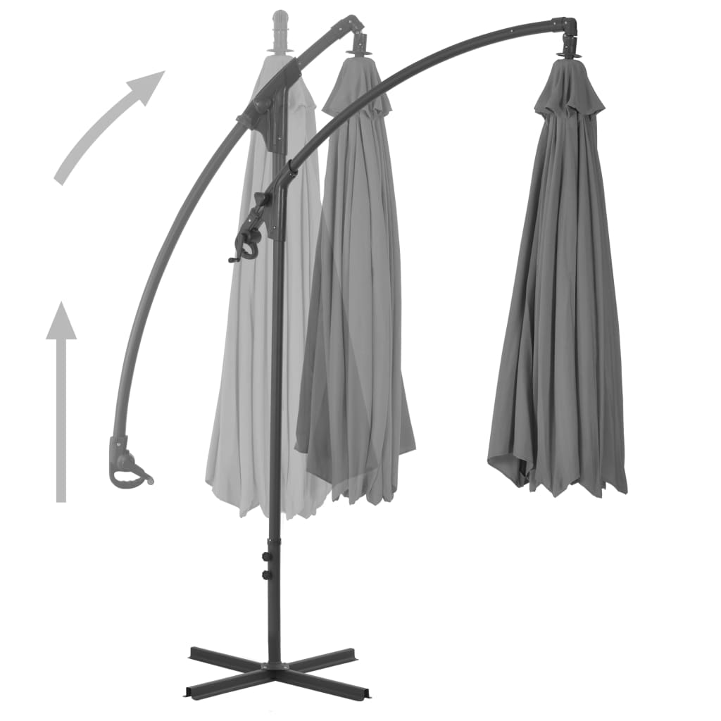 Riippuva aurinkovarjo teräspylväällä 250x250 cm antrasiitti - Sisustajankoti.fi