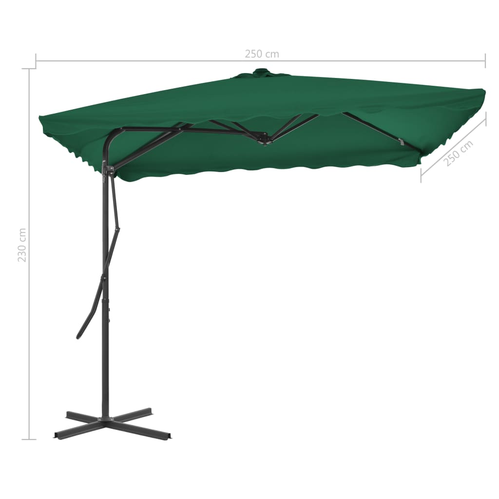 Aurinkovarjo terästanko 250x250 cm vihreä - Sisustajankoti.fi