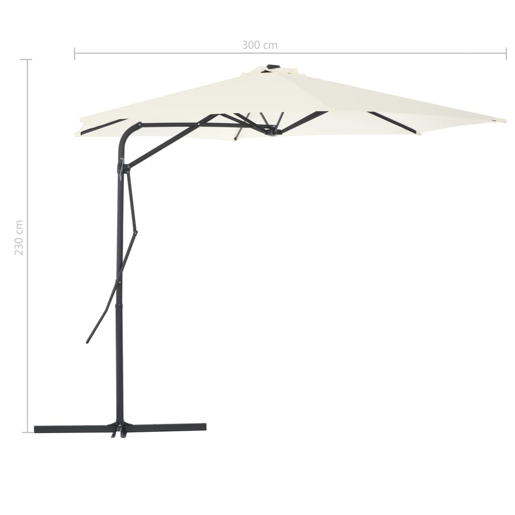 Aurinkovarjo terästanko 300 cm hiekka - Sisustajankoti.fi