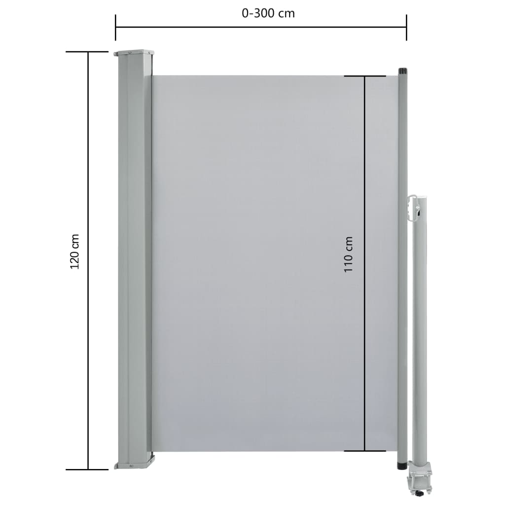 Sisäänvedettävä terassin sivumarkiisi 120 x 300 cm harmaa - Sisustajankoti.fi
