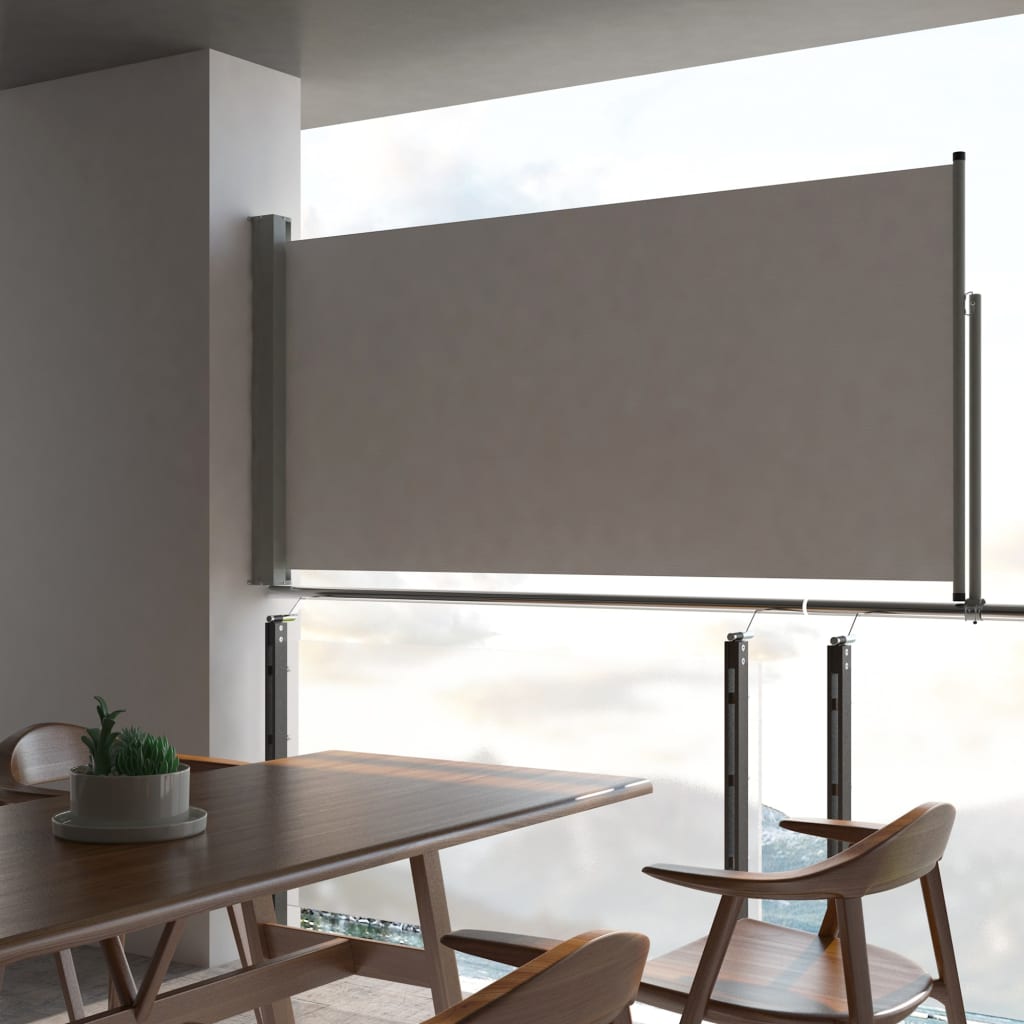 Sisäänvedettävä terassin sivumarkiisi 120 x 300 cm harmaa - Sisustajankoti.fi