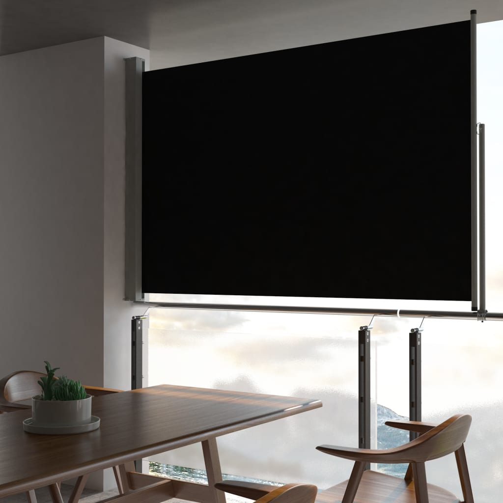 Sisäänvedettävä terassin sivumarkiisi 160 x 300 cm musta - Sisustajankoti.fi
