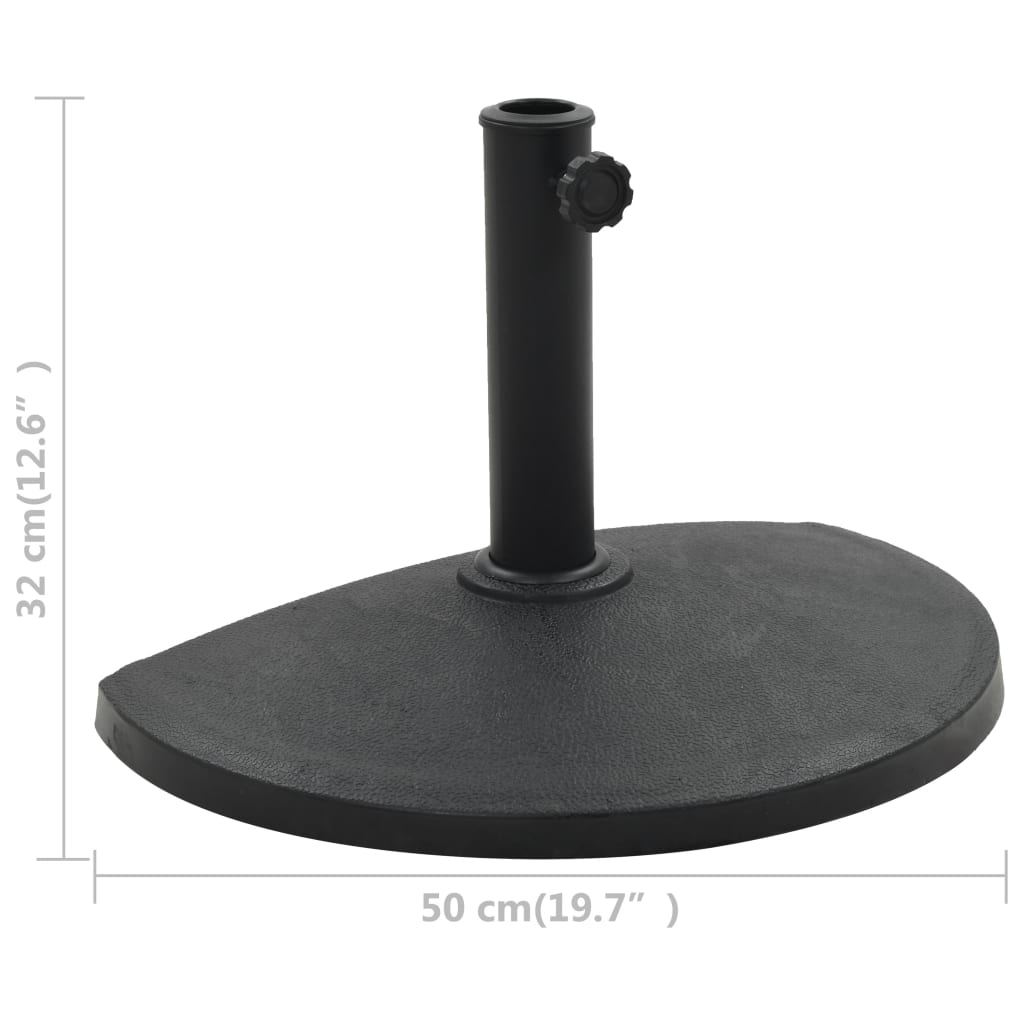 Aurinkovarjon jalka polyresiini 9 kg puolipyöreä musta - Sisustajankoti.fi