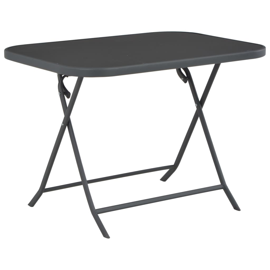 Kokoontaittuva puutarhapöytä harmaa 100x75x72 cm lasi ja teräs - Sisustajankoti.fi